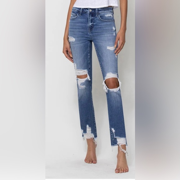 Sleep & Dance Flying Monkey Distressed Denim Mid Rise Jeans 28 - Picture 4 of 7